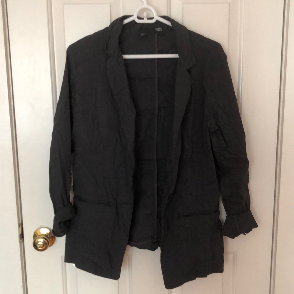Eileen Fisher charcoal linen blazer